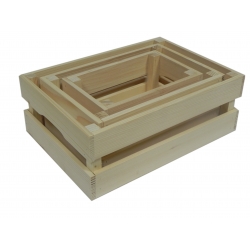 Komplet 3 skrzynek drewnianych